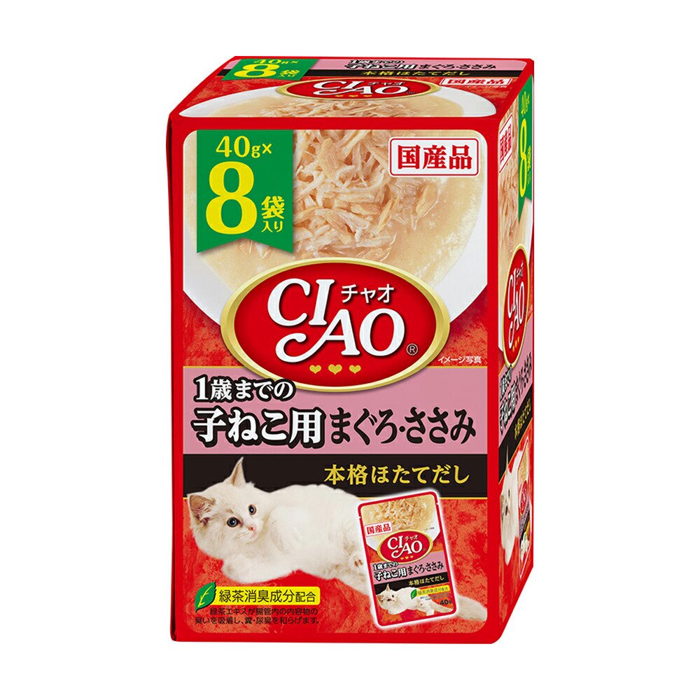 いなば　ＣＩＡＯ　チャオ　パウチ　８袋入り　１歳までの子ねこ用　まぐろ・ささみ　４０ｇX８袋X１２個　ＣＲＣ35―20―20―10―40