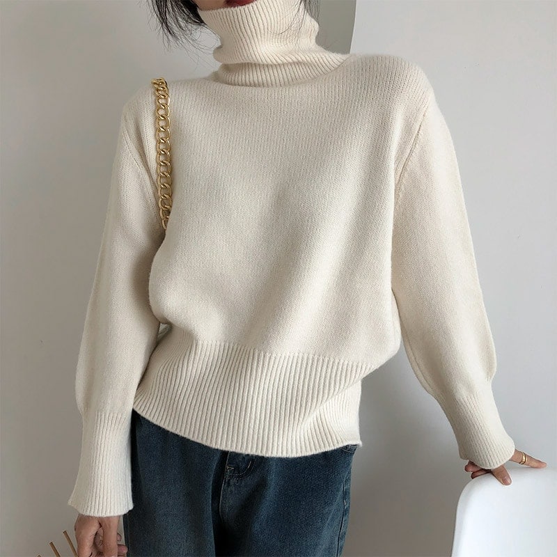 トップス ニットソー セーター ショート ショート丈 長袖 萌袖 ハイネック タートルネック ストレート ニット かわいい 大人可愛い きれいめ シンプル 大人 上品 おしゃれ お洒落 大人女子