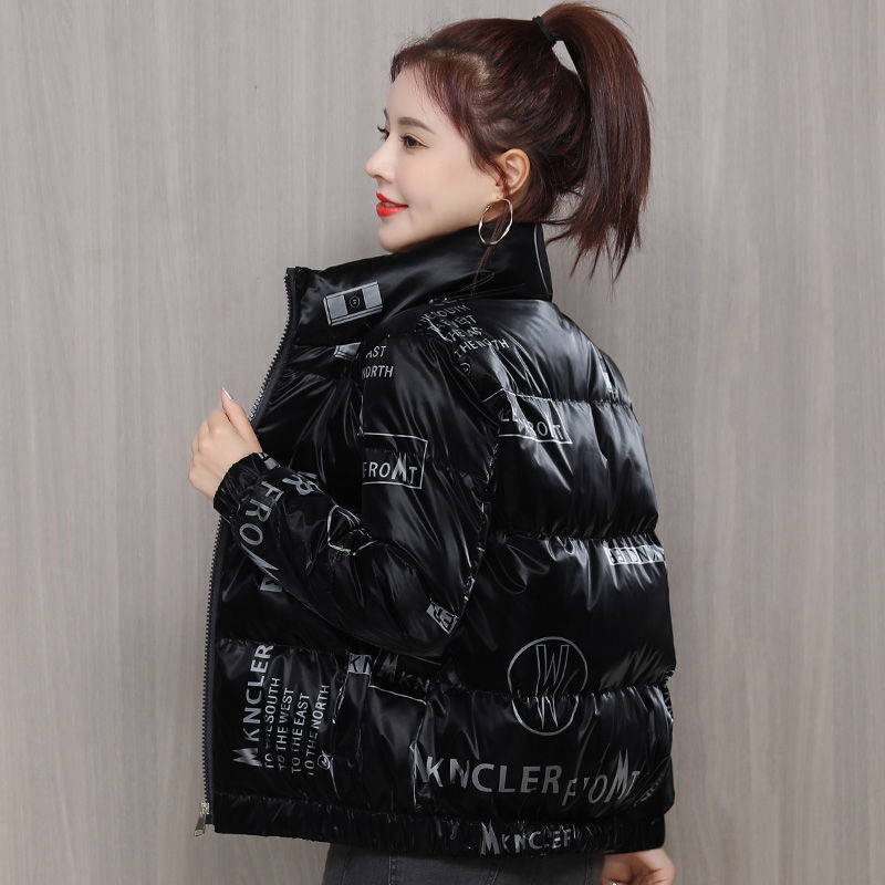 プリントダウンジャケットレディースショート2024冬新スタイルファッショナブルでスリムな多用途無洗浄ダウンジャケットジャケット