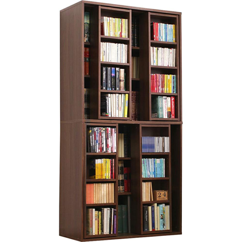 本棚 コミック ラック 大容量 スライド ハイタイプ 幅約89×奥行約43×高さ約181cm ウォールナットブラウン BKS-1890S