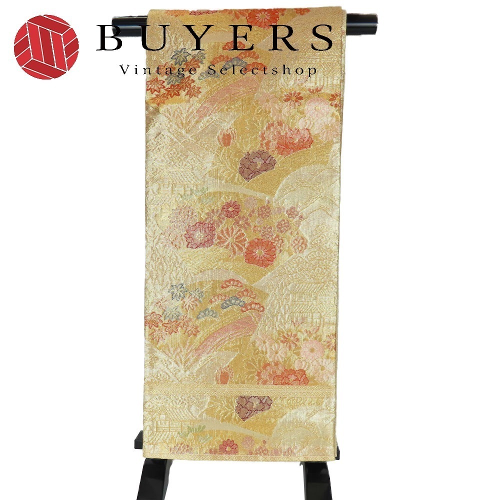 中古 袋帯 正絹(金銀糸除く) ゴールド 礼装 留袖 和装 呉服 和服 きもの レディース 女性