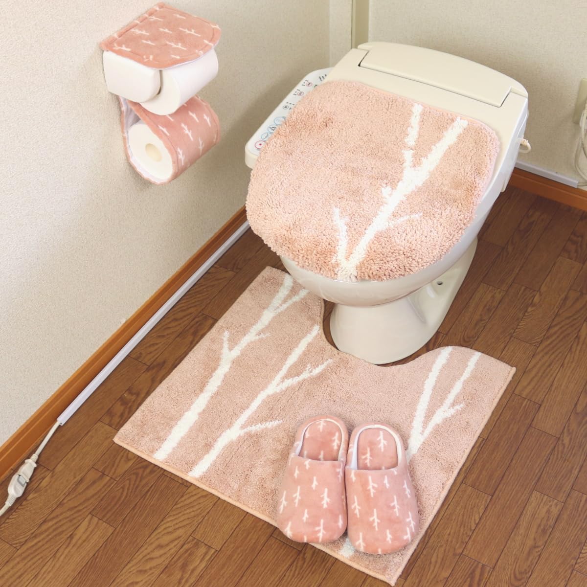 普通サイズ トイレマット 4点 セット ピンク オカ マトカ 北欧 おしゃれ ドレニモ トイレマットセット 冬柄