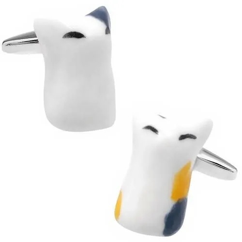 カフスボタン カフス ネコ 猫 白猫 ぶち猫 カフリンクス メンズアクセサリー