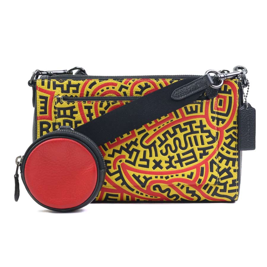 コーチ COACH ショルダーバッグ レザー ブラック×イエロー×レッド ユニセックス h31850k