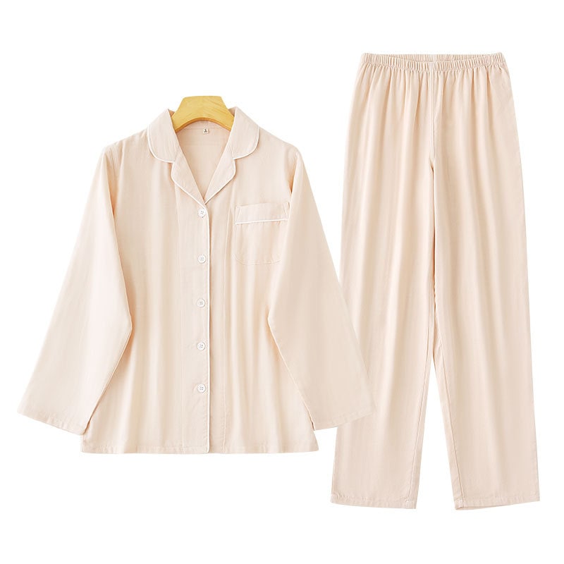 韓国 春夏 パジャマ ルームウェア上下セットレディース長袖部屋着寝間着ダブルガーゼ マタニティー