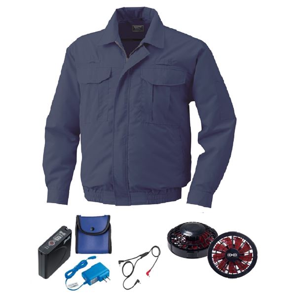 KU9055F 空調服 綿薄手 フルハーネス対応 FAN2200BR/LISUPER1 紺色 LL