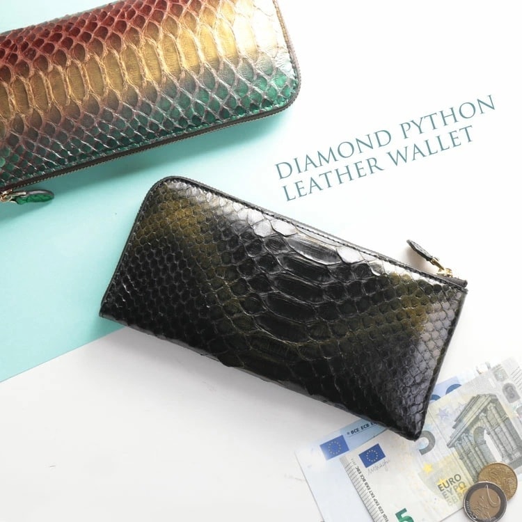 ダイヤモンドパイソンL字ファスナー長財布ネコポス対応