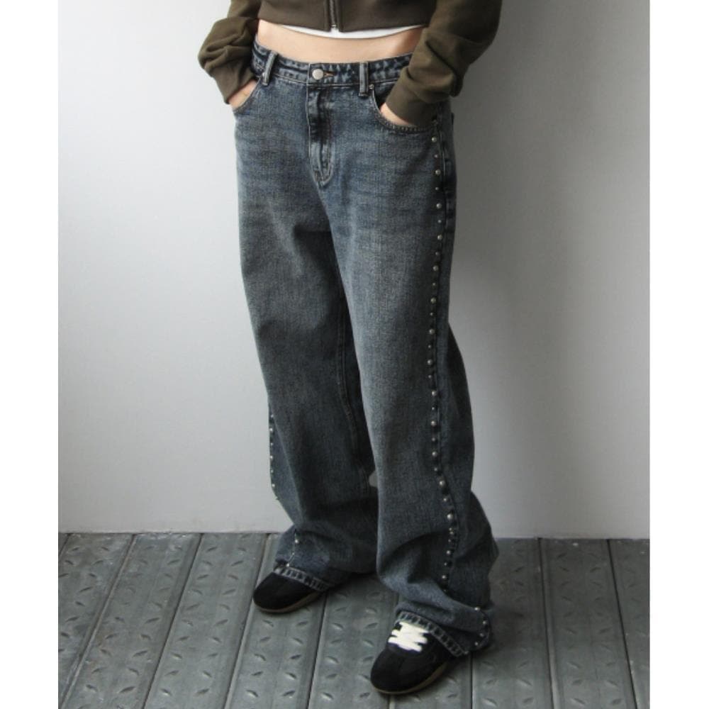 ROCKCAKE Studded Line Point Jeans Ash gray RC25PT07900A