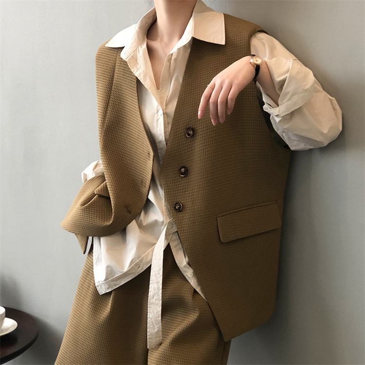 INSスタイル 洗練された 怠惰な風 トレンド ベスト 新品 気質 2点セット ショートパンツ 快適である ピュアカラー