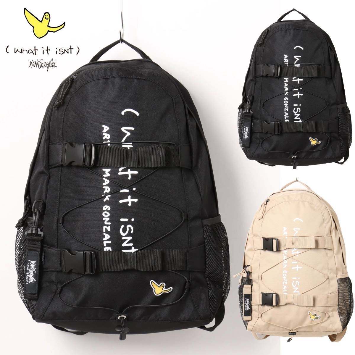 (What it isNt） ART BY MARK GONZALES/(ワットイットイズント) アートバイマークゴンザレス　サインロゴ 2本ベルト コードバッグ 2H9-15102