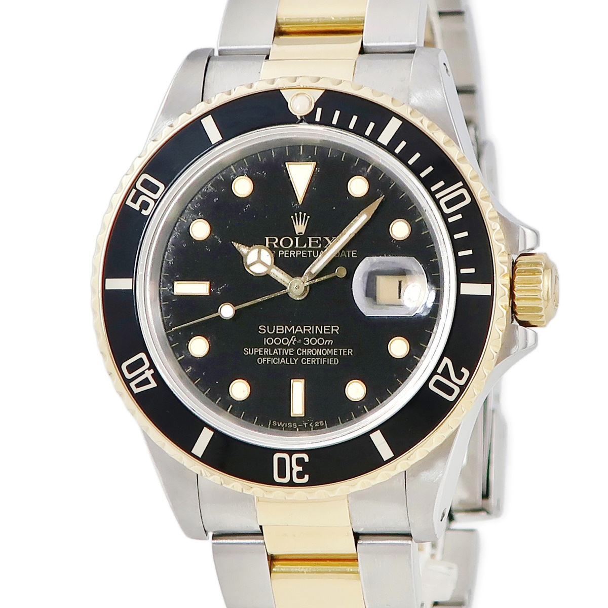 サブマリーナー デイト 16803 R番 自動巻き メンズ R番 K18YG×SS コンビ ブラック フジツボ 王冠 アップライト 3年保証