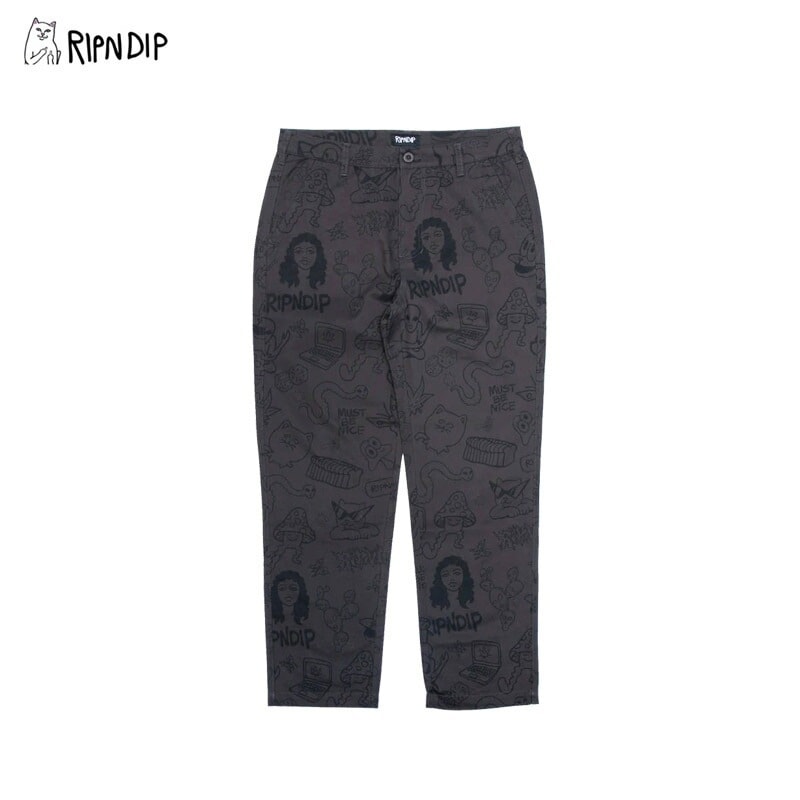 リップンディップ Nerm Doodle Cotton Twill PantsChocolate ロングパンツ 男性用 メンズ