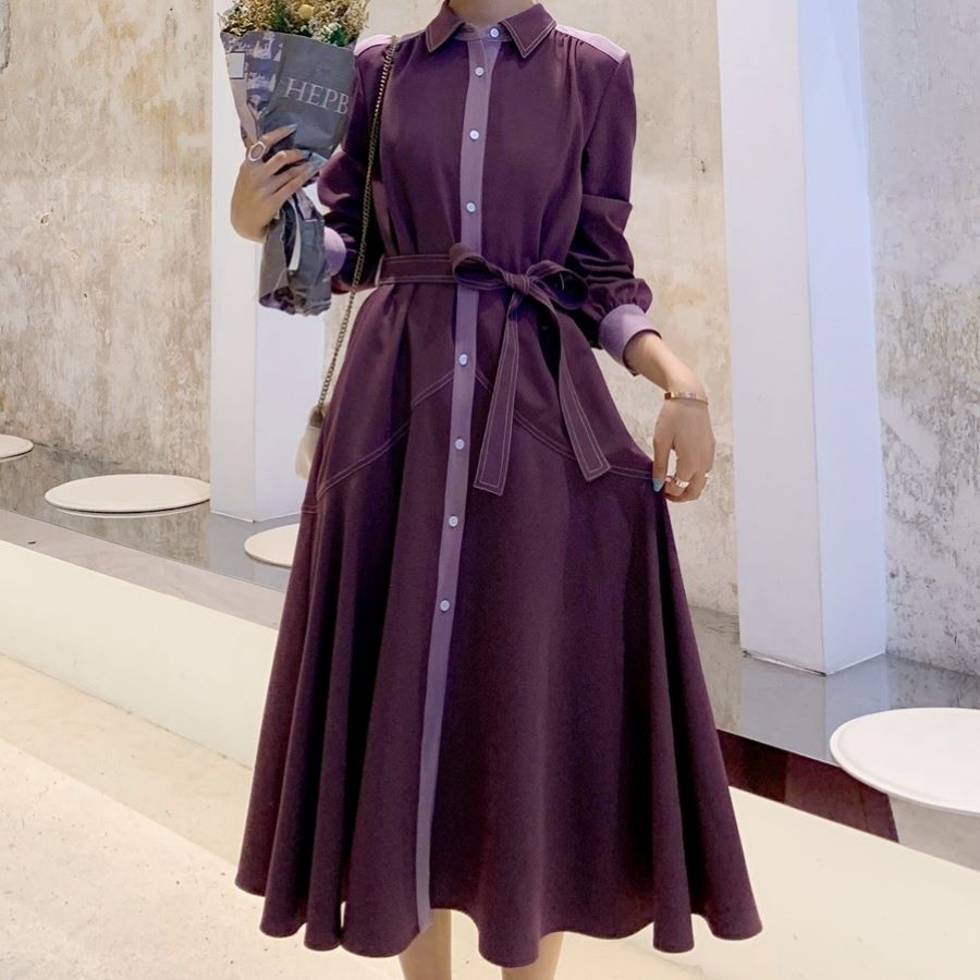 【毎日厳選 】 ワンピース レディース シャツワンピ 長袖 春秋 フレンチ 9815