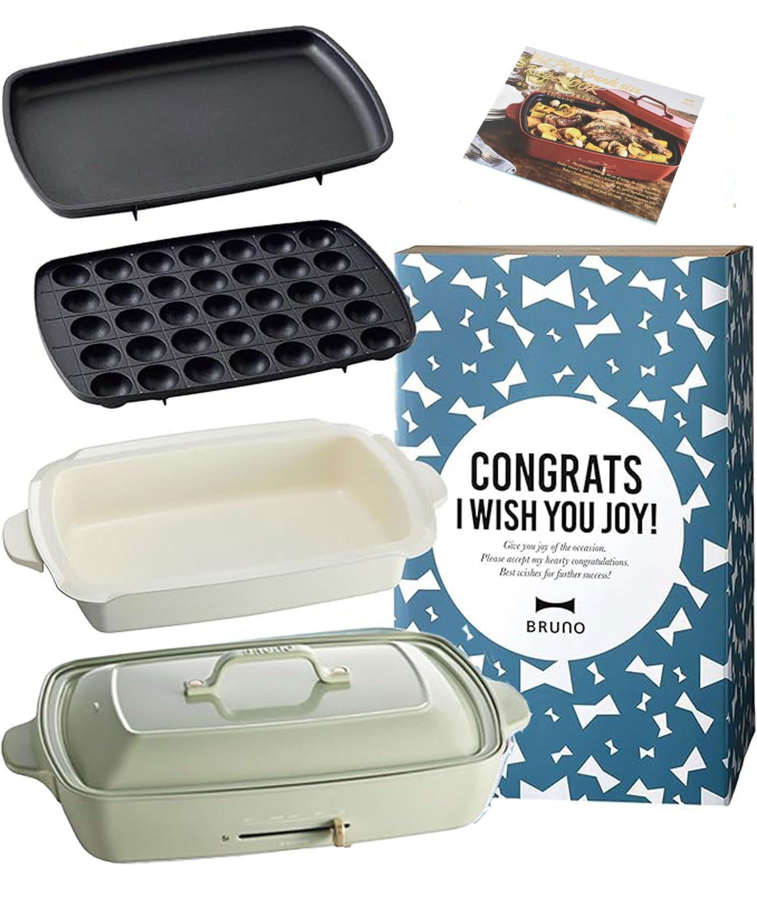 イ*ゴ様 BRUNO ホットプレート プレート3枚セット　たこ焼き　セラミック深 BRUNO ホットプレート プレート3枚セット たこ焼き セラミック深鍋 白