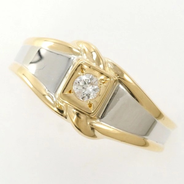 PT900 プラチナ K18YG リング 指輪 12号 ダイヤ 0.10 ジュエリー 中古