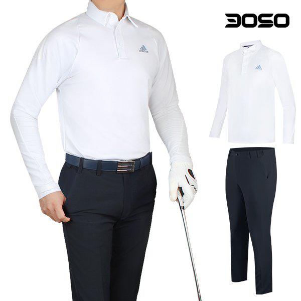 []ゴルフコーディネート アディダス ゴルフウェア メンズ 秋/冬 ゴルフTシャツ+パンツセット/ADFJA