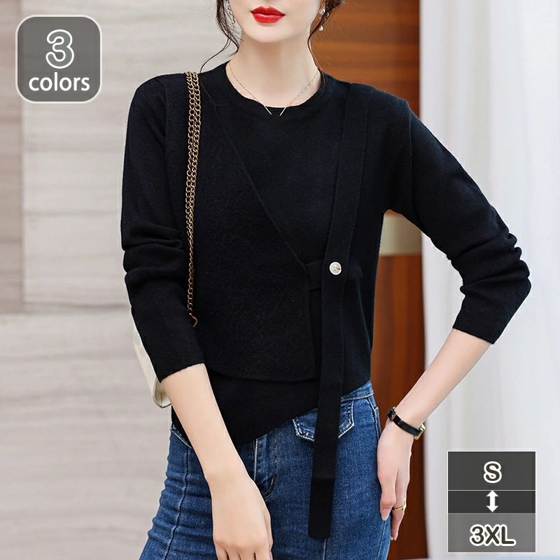 クーポン ニット セーター 長袖 トップス 秋 レディース バルーンスリーブ リブ 不規則デザイン アウター インナー おしゃれ 秋ニット 冬インナー ラウンドネック フェミニン 無地 ドロップショル 15,306円