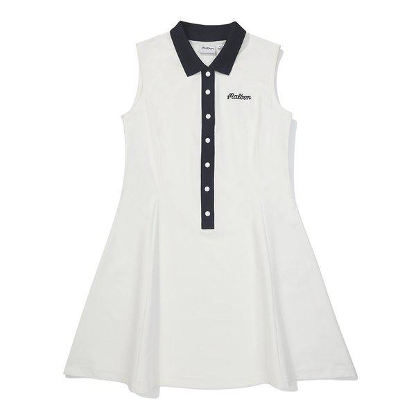 [マルボン公式] ボタンアップ スリーブレス ワンピース OFF WHITE (WOMAN)