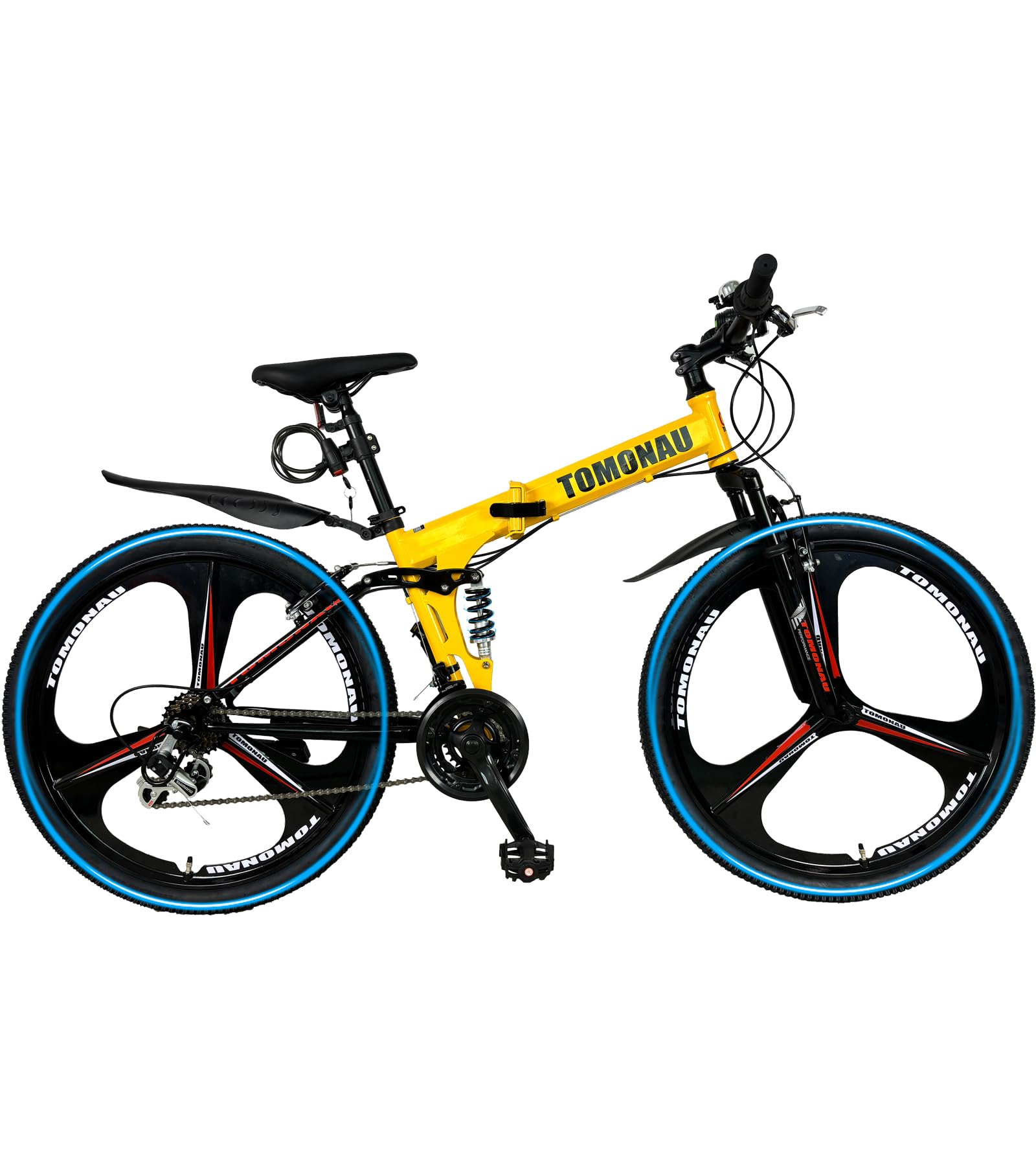 TOMONAU 折りたたみ自転車 26インチ自転車 3本スポーク一体型ホイール 折り畳み自転車 折りたたみ式マウンテンバイク Wサスペンション搭載 18段変速