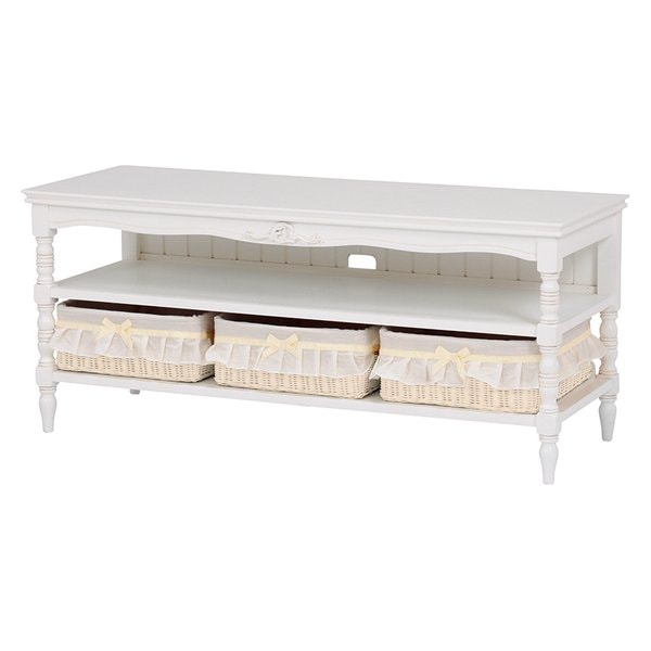 テレビ台 45型対応 幅107 引出し3杯 内布付き バスケット リビング収納 テレビボード AVボ