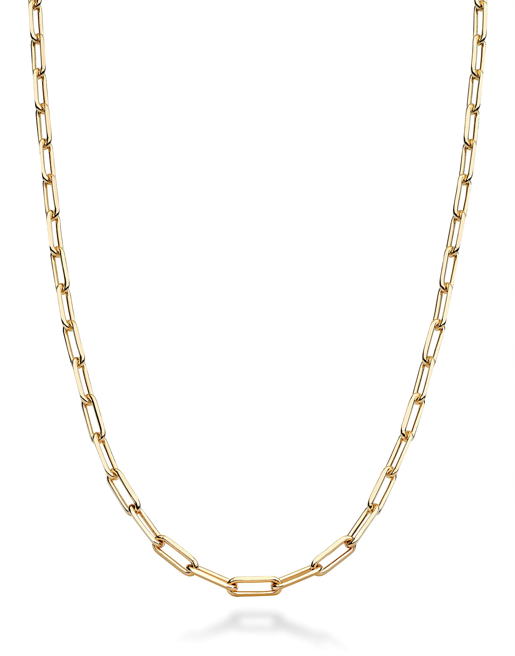 Miabella ソリッド18Kゴールドオーバー 925スターリングシルバー イタリア製 2.5mm ペーパークリップ リンクチェーンネックレス 女性用 イタリア製