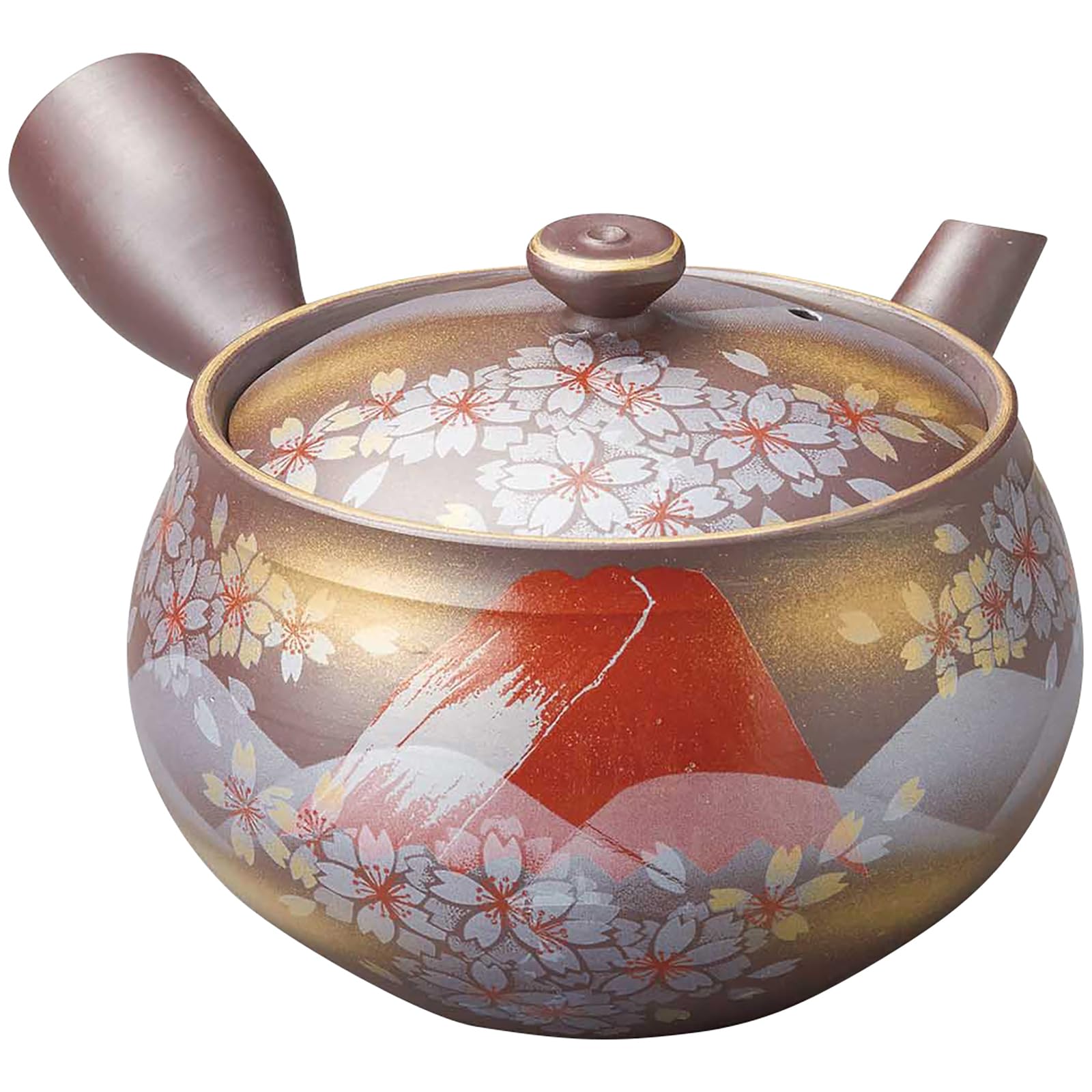 萬古焼 急須 「 九谷絵付け 」 2人用 容量約350ml 2号 新カメ 赤富士 日本製 16635