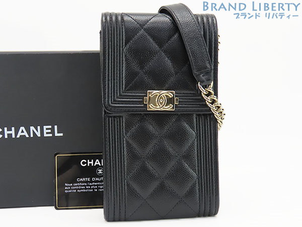 【国内即発】CHANEL フォンケース ボーイシャネル キャビア ボーイシャネル ジップフォンケース ブラック 黒[AP2756 B08356
