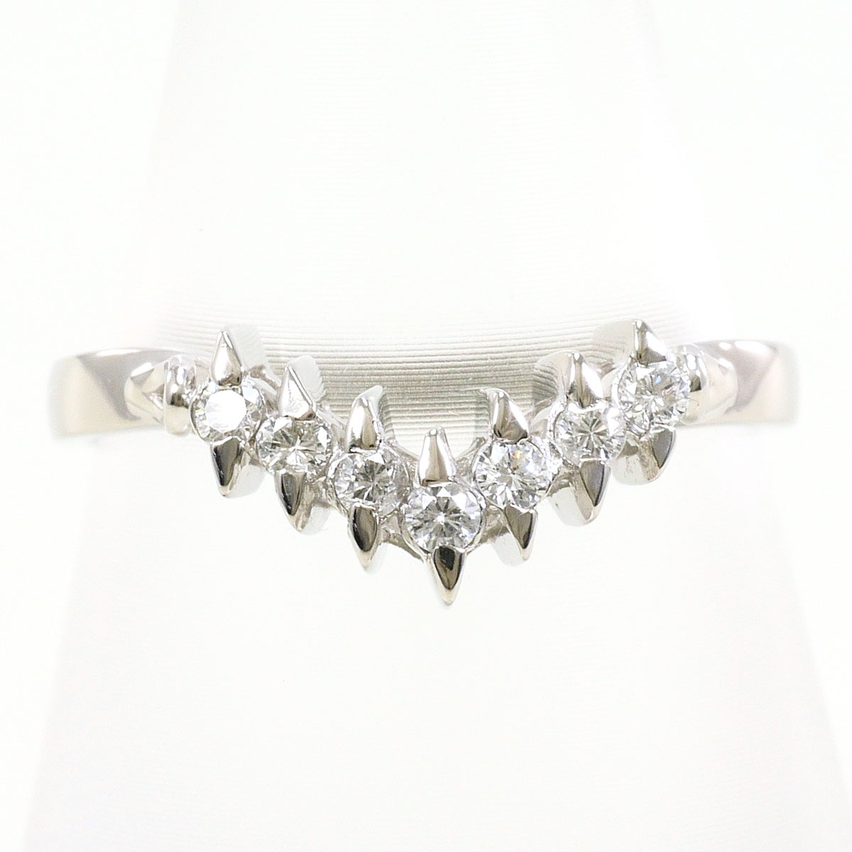 PT900 プラチナ リング・指輪 11号 ダイヤモンド 0.14ct 総重量約2.9g 中古