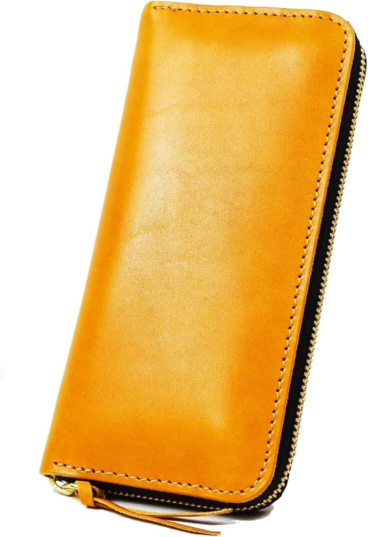 atelierCODEL 長財布 ラウンドファスナー 栃木レザー メンズ 本革(キャメルイエロー)