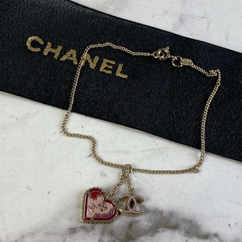 【最終処分SALE】CHANEL シャネル カメリア 刻印ココマークハート ブレスレット ピンク A-5908