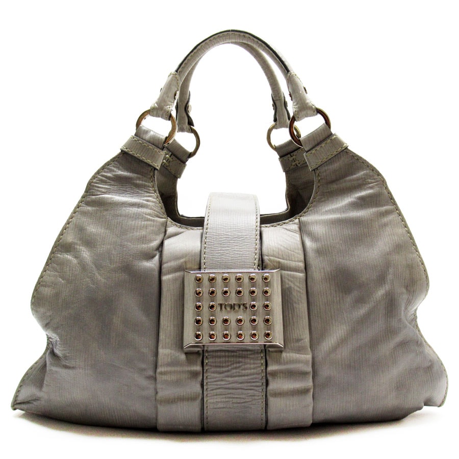 トッズ TOD’S ハンドバッグ レザー グレー レディース t19266a