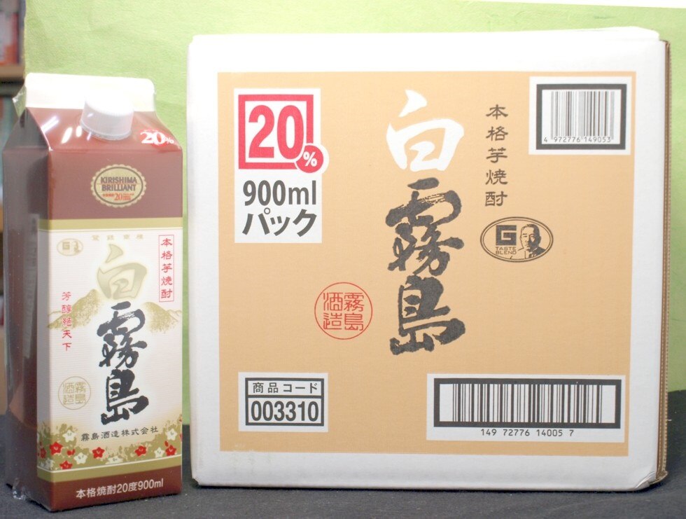 ケース単位20度白霧島900mlパック（6本入）1ケース（6本単位限り）メーカー宮崎県：霧島酒造(株)