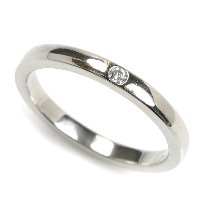 CARTIER カルティエ Pt950プラチナ ウェディング 1P ダイヤ リング・指輪 ダイヤモンド 6号 46 2.9g レディース 中古 美品