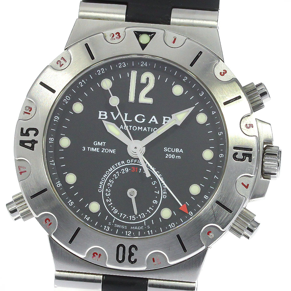 訳あり ブルガリ BVLGARI SD38SGMT ディアゴノ スクーバ GMT デイト 自動巻き メンズ 内箱付き_768321【中古】