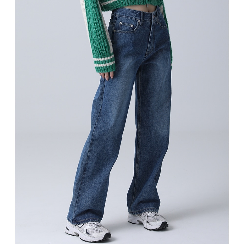 AVANDRESS ストレートワイドデニムパンツミドルブルー