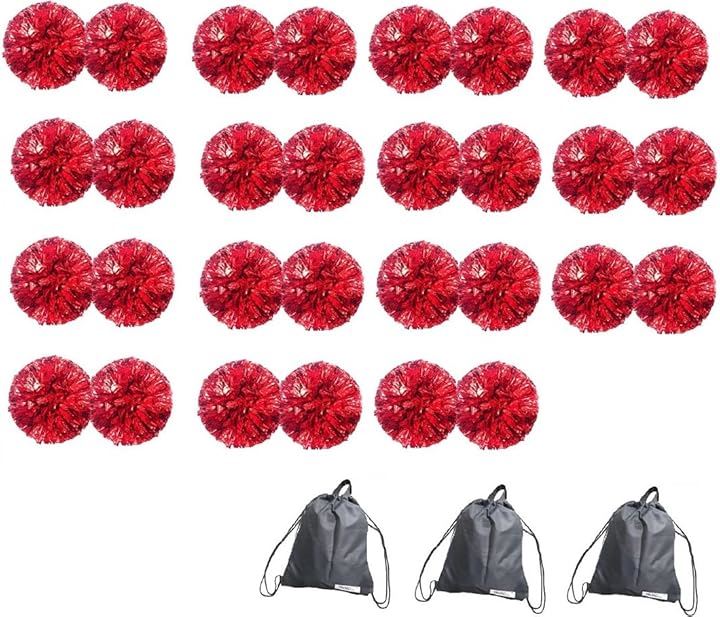 SWAANBELLE ポンポン チア ダンス チアリーダー キッズ 運動会 応援 セット(レッド30個)