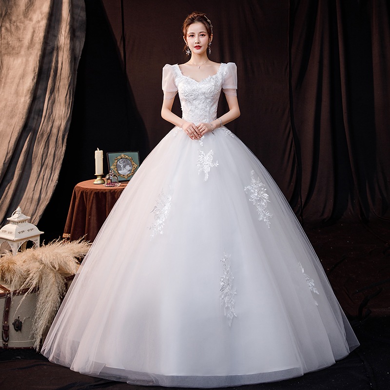 宮廷フレンチウエディングドレス 花嫁 結婚式 披露宴 Aラインドレス ブライダルドレス ロングドレス