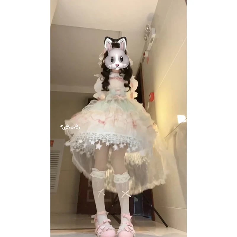 ロリータ バレエ風かわいいロリータ姫風ホルター花つぼみスカートチュチュ女性