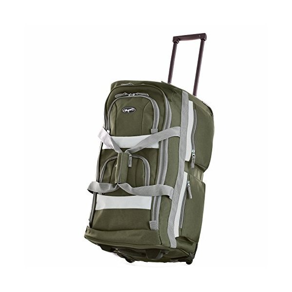 Olympia 8 Pocket Rolling Duffel Bag， Green， 29 inch 並行輸入品