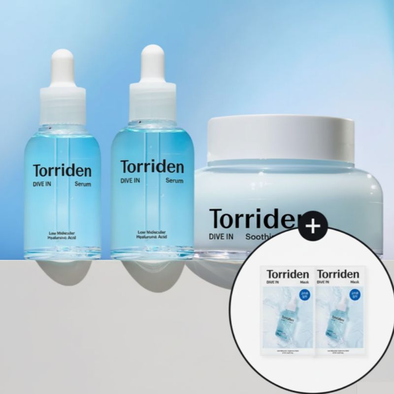 【SET】ダイブイン 低分子ヒアルロン酸セラム 50mL＋40mL ＋スージングクリーム 80mL （ダイブイン マスク 2枚付き）