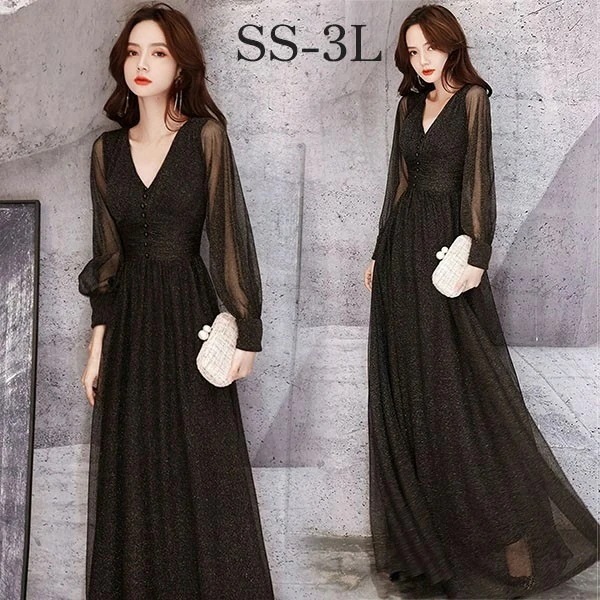 ドレス 大人 ピアノ 発表会 ロングドレス 演奏会 演奏会用ドレス ピアノ発表会 黒 結婚式 高校生 パーティードレス 演奏会ドレス 母親 コンクール イブニングドレス ロング ぽっちゃり 大きいサイ