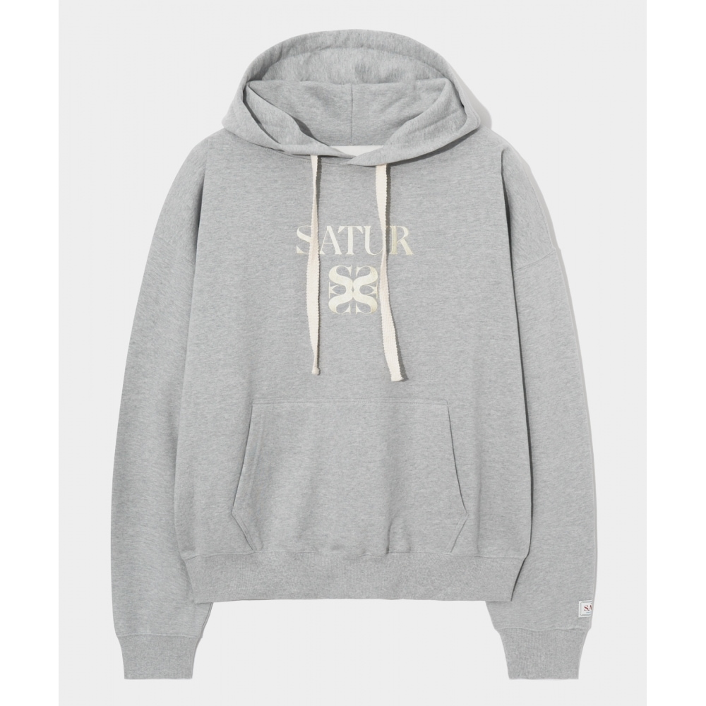 SATUR クラシックロゴフード付き T シャツメランジグレー