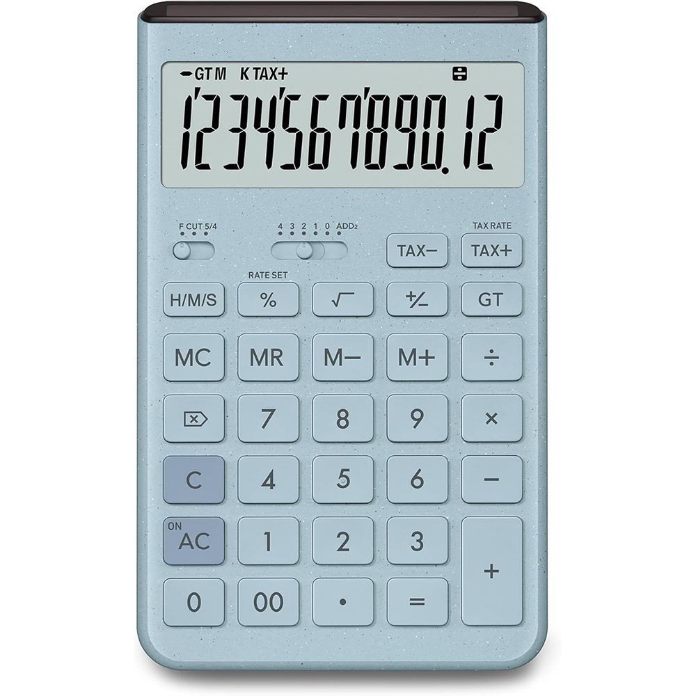 （まとめ買い）Comfy デザイン電卓 ジャストタイプ 12桁 グレイッシュブルー JT-200T-BU-N [x3]