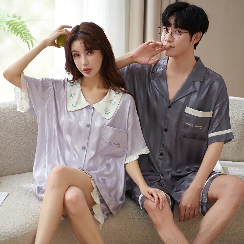 洗える 合成 シルク パジャマ レディース 高級 サテン パジャマ ペア メンズ パジャマ 半袖 夏 結婚祝い プレゼント ペアパジャマ 春夏 シルク パジャマ カップル ペア ルームウェア カップル
