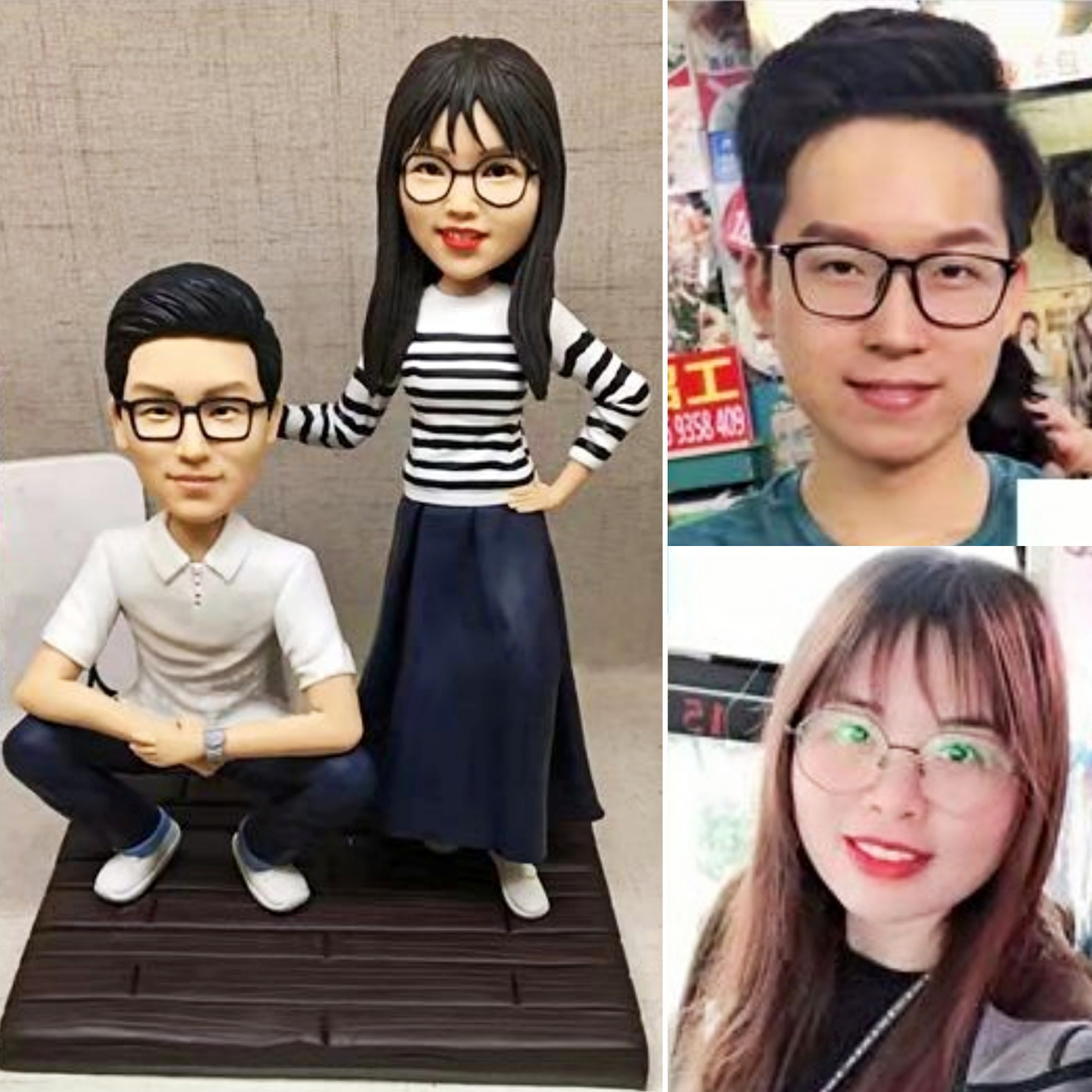 【オーダーメイド】3D肖像画 似顔絵 人形 フィギュア 結婚祝い 周年記念日 カップル 彼氏 彼女 夫婦 両親 贈呈品 記念品