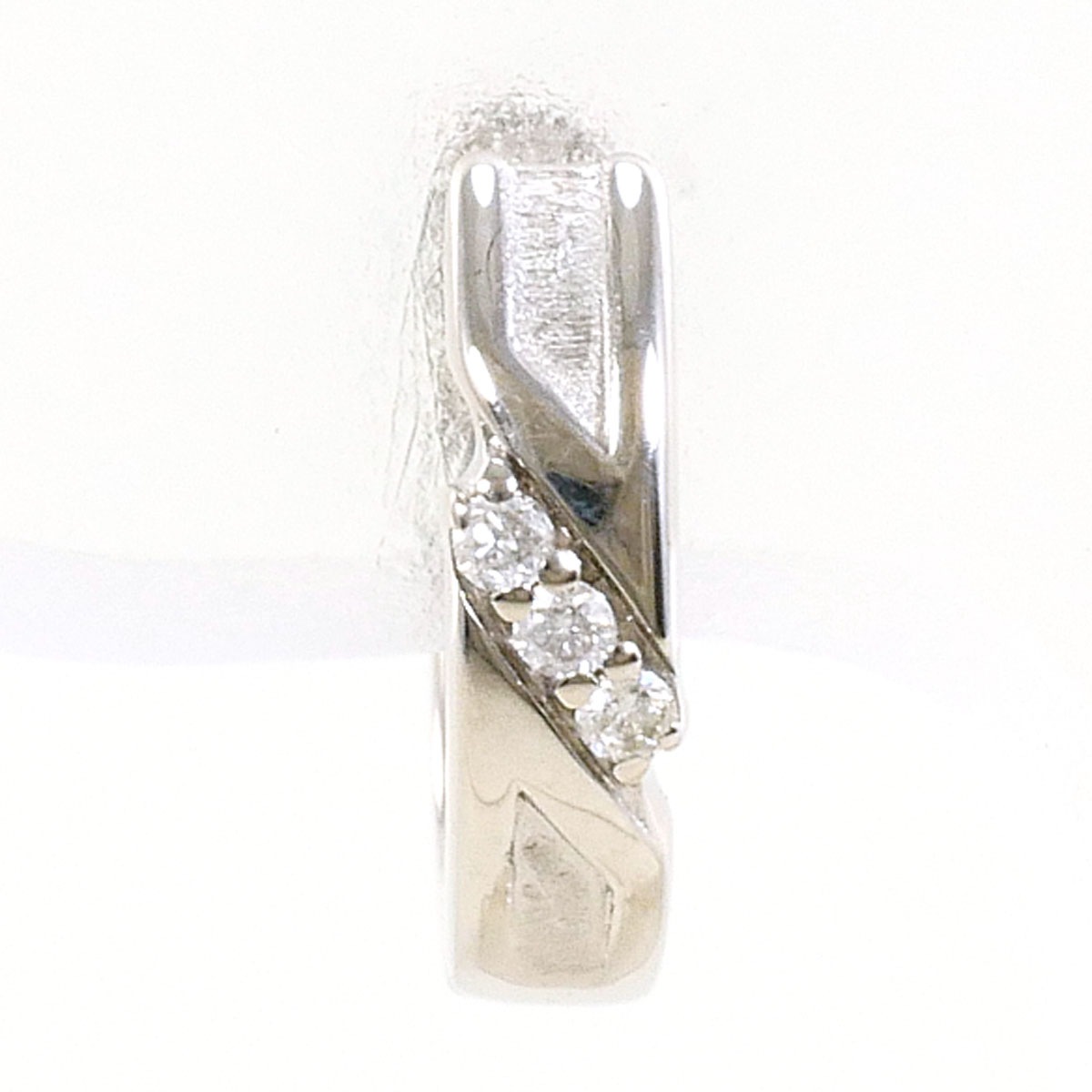 K10 10金 WG ホワイトゴールド ピアス(片耳) ダイヤモンド（ct刻印なし） 総重量約0.7g レディース 中古
