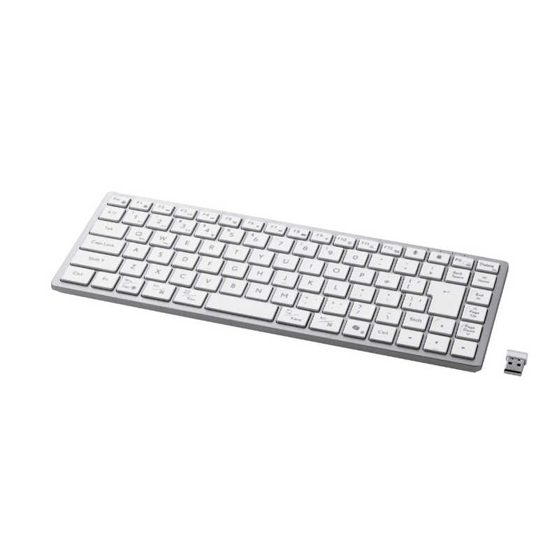 テンキーレス ワイヤレスキーボード Bluetooth ＆ 無線2.4GHz両対応 超薄型 充電式 iPad iPhone Mac Windows 対応 ホワイト　TK-PN1075MPWH
