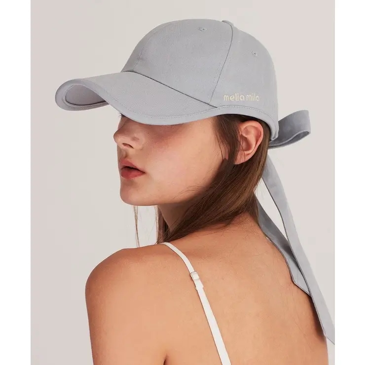 【mella mila】 SOLID BACK RIBBON BALL CAP