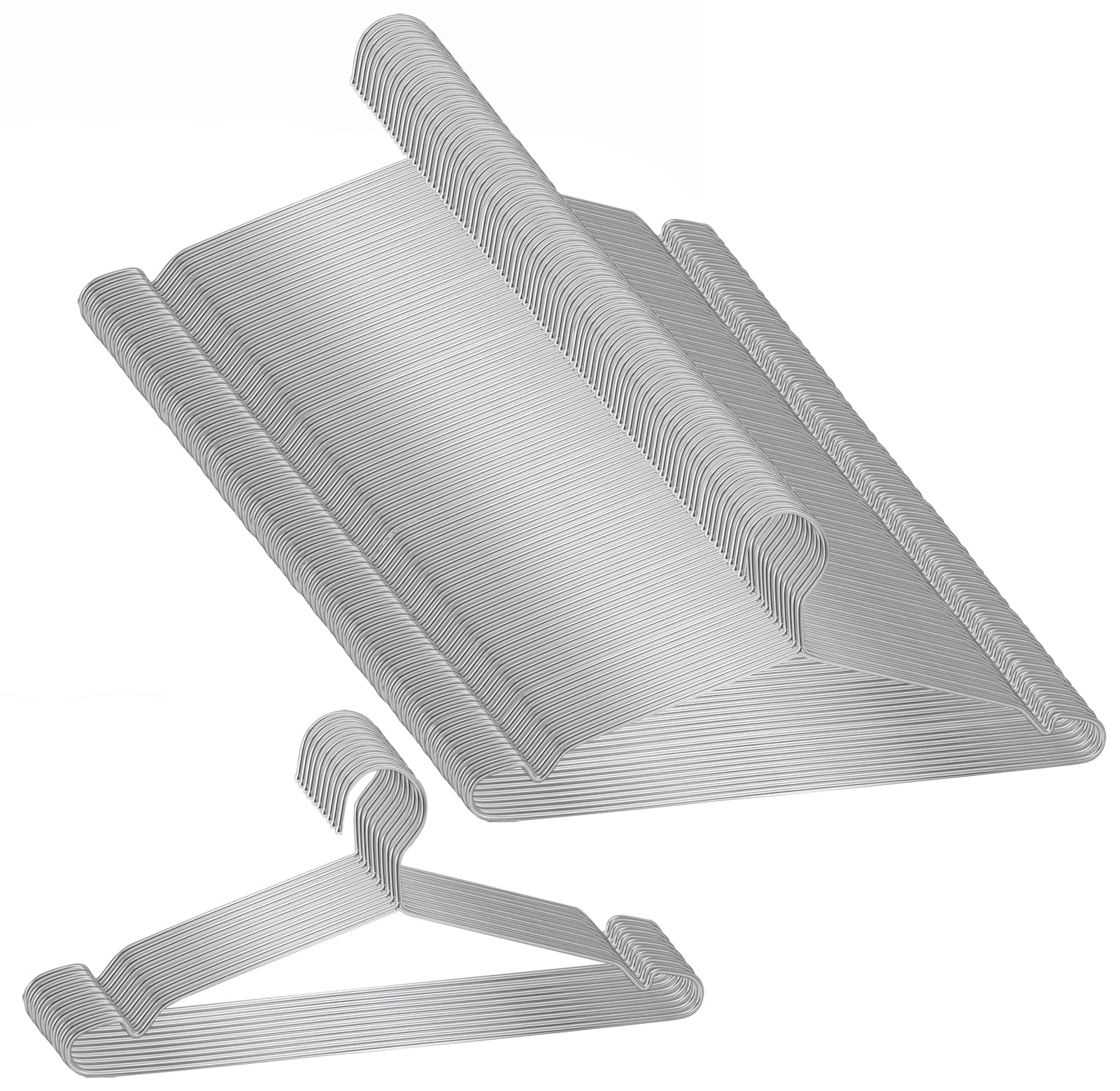 ステンレスハンガー 100本セット 洗濯用 シルバー 軽量で頑丈・錆びにくい 曲がらない スリムハンガー 男女共用