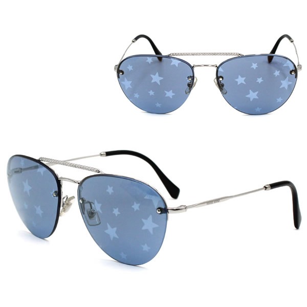 サングラス 0MU 54US 1BC182 59 サングラス ノーズパッド UVカット シルバー ブルー